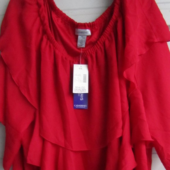 💓NEW💓 Plus Size 4X 30/32 Red Blouse Top Shirt Womens Catherines Valentines Day - Picture 3 of 4